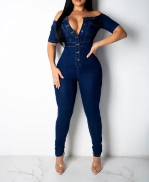 Sleeveless Denim Jumpsuit