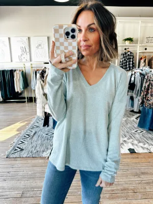 Soft Ribbed V-Neck Long Sleeve Top – 3 Colors