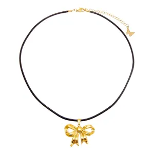 Solid Bow Tie Rope Pendant Necklace