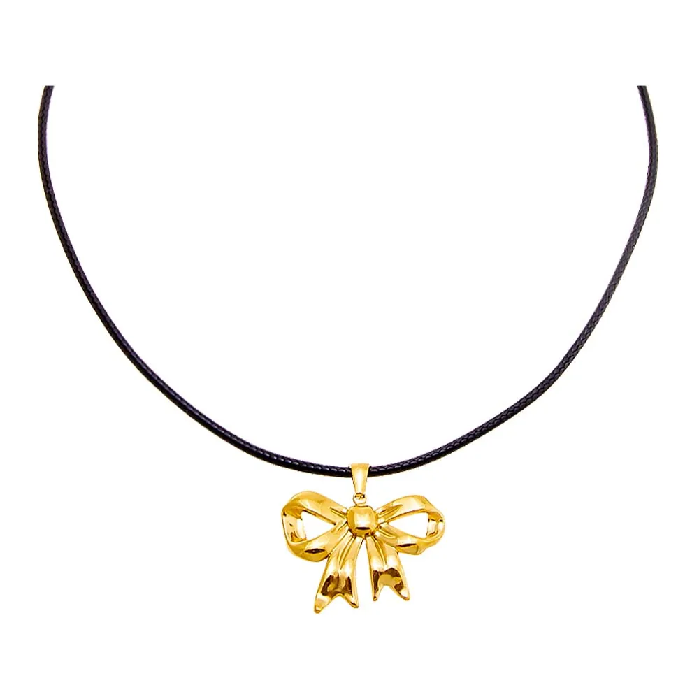 Solid Bow Tie Rope Pendant Necklace