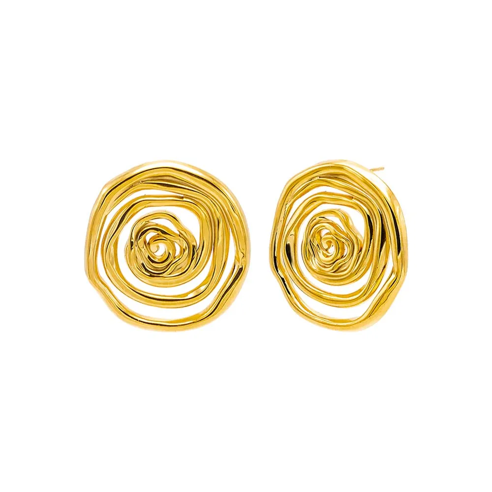Solid Webbed Round Statement Stud Earring