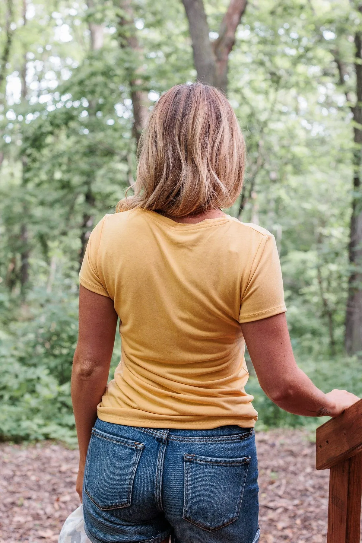 Something To Cling To V-Neck Top- Yellow