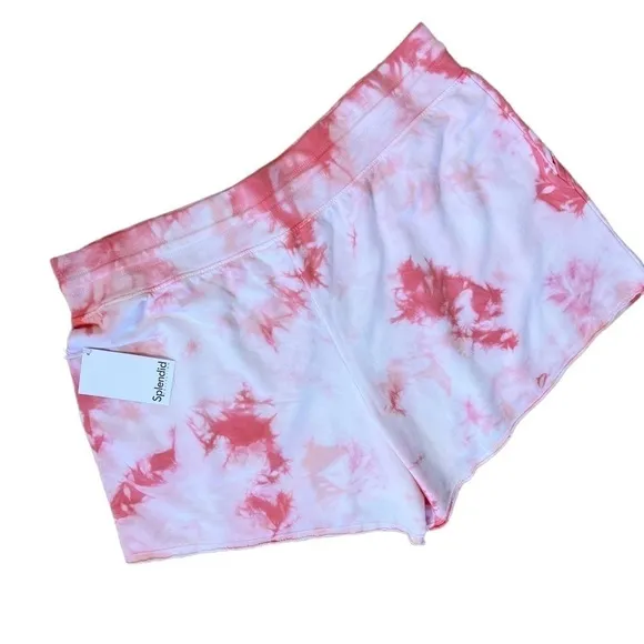 SPLENDID NWT Burst Tie Dye High Waisted Drawstring Shorts Size XL in Pink