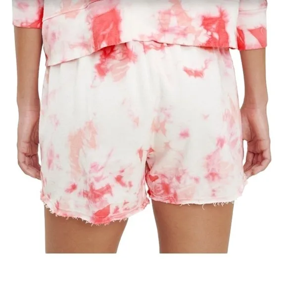 SPLENDID NWT Burst Tie Dye High Waisted Drawstring Shorts Size XL in Pink