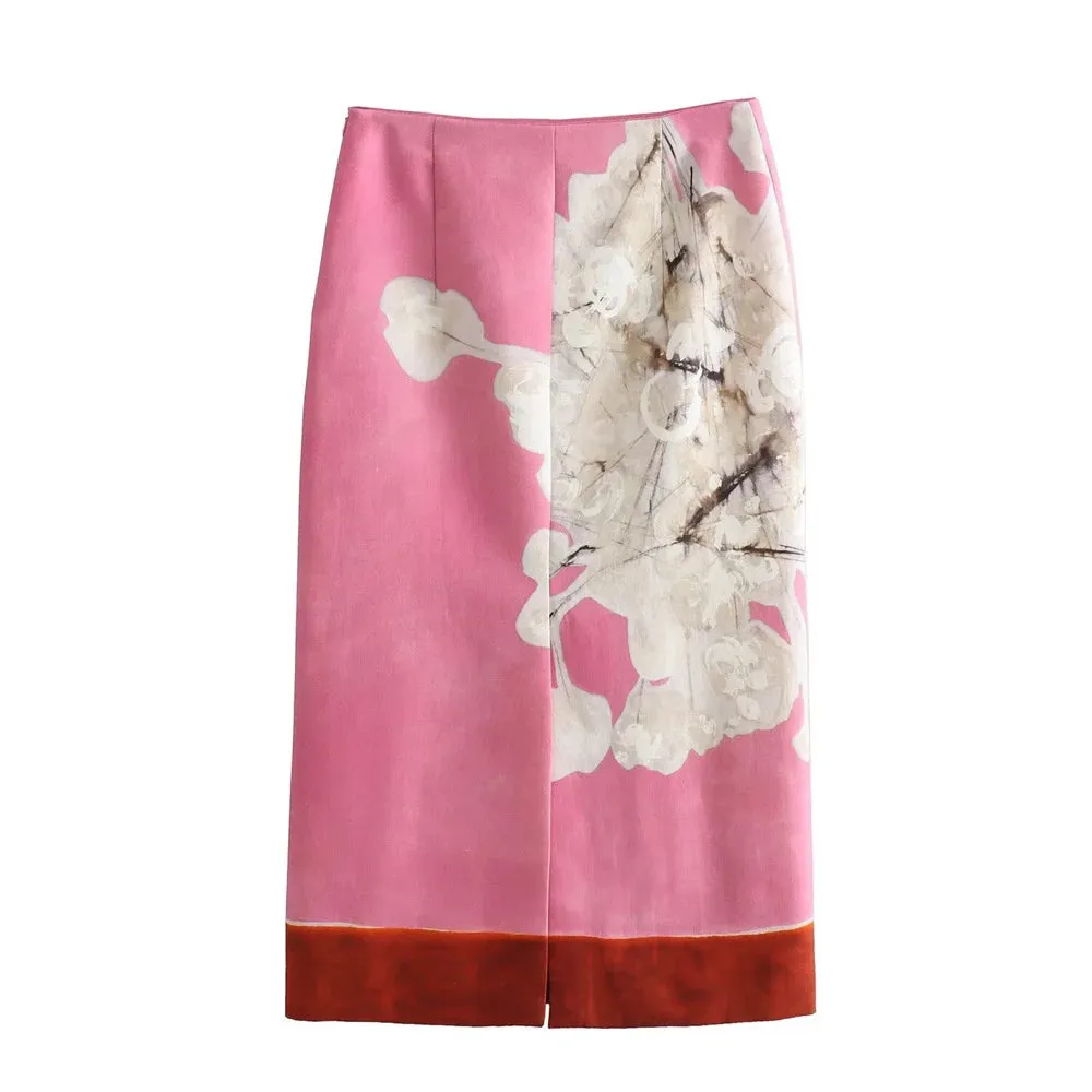 Summer  Style Versatile High waisted  Retro Straight Skirt Long Skirt