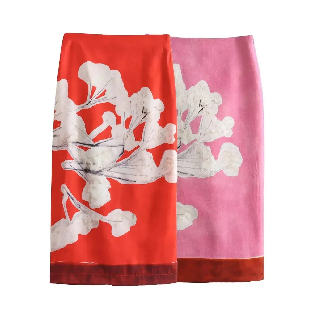 Summer  Style Versatile High waisted  Retro Straight Skirt Long Skirt