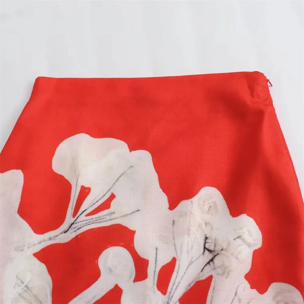 Summer  Style Versatile High waisted  Retro Straight Skirt Long Skirt