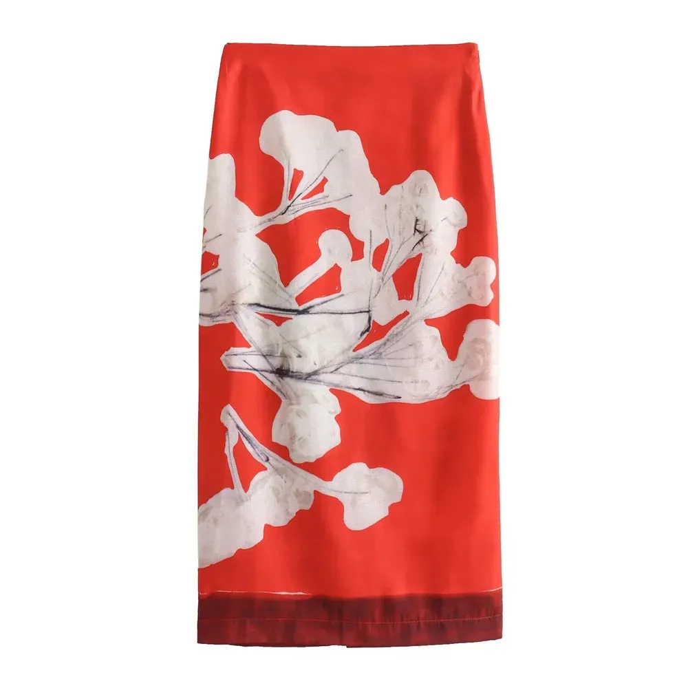 Summer  Style Versatile High waisted  Retro Straight Skirt Long Skirt