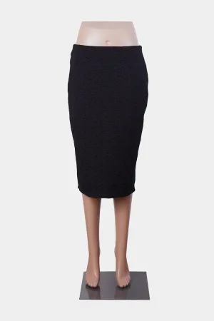 Sunny Girl Black Embossed Pattern Pencil Skirt