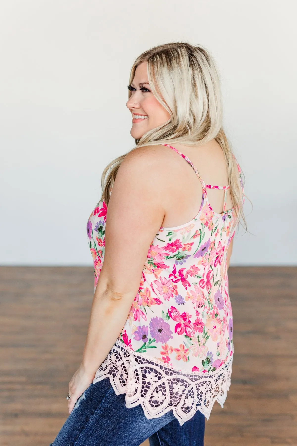 Sweet Memories Floral Tank Top- Blush