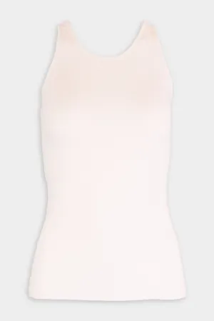 Textured Knit Racer Tank in White