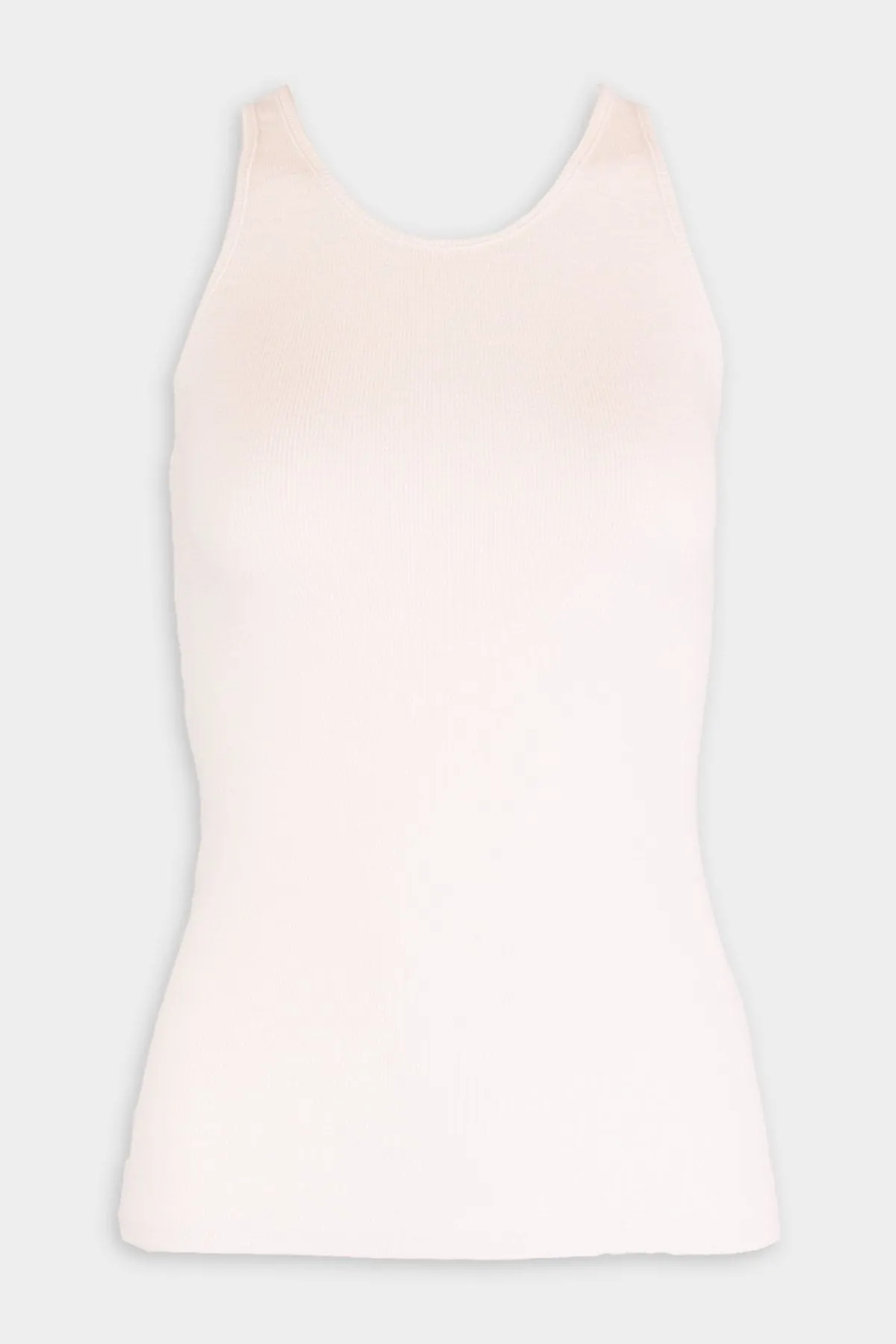 Textured Knit Racer Tank in White
