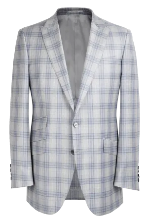 The Arnold Jacket - Scabal Heather Grey/Baby Blue Triple Windowpane