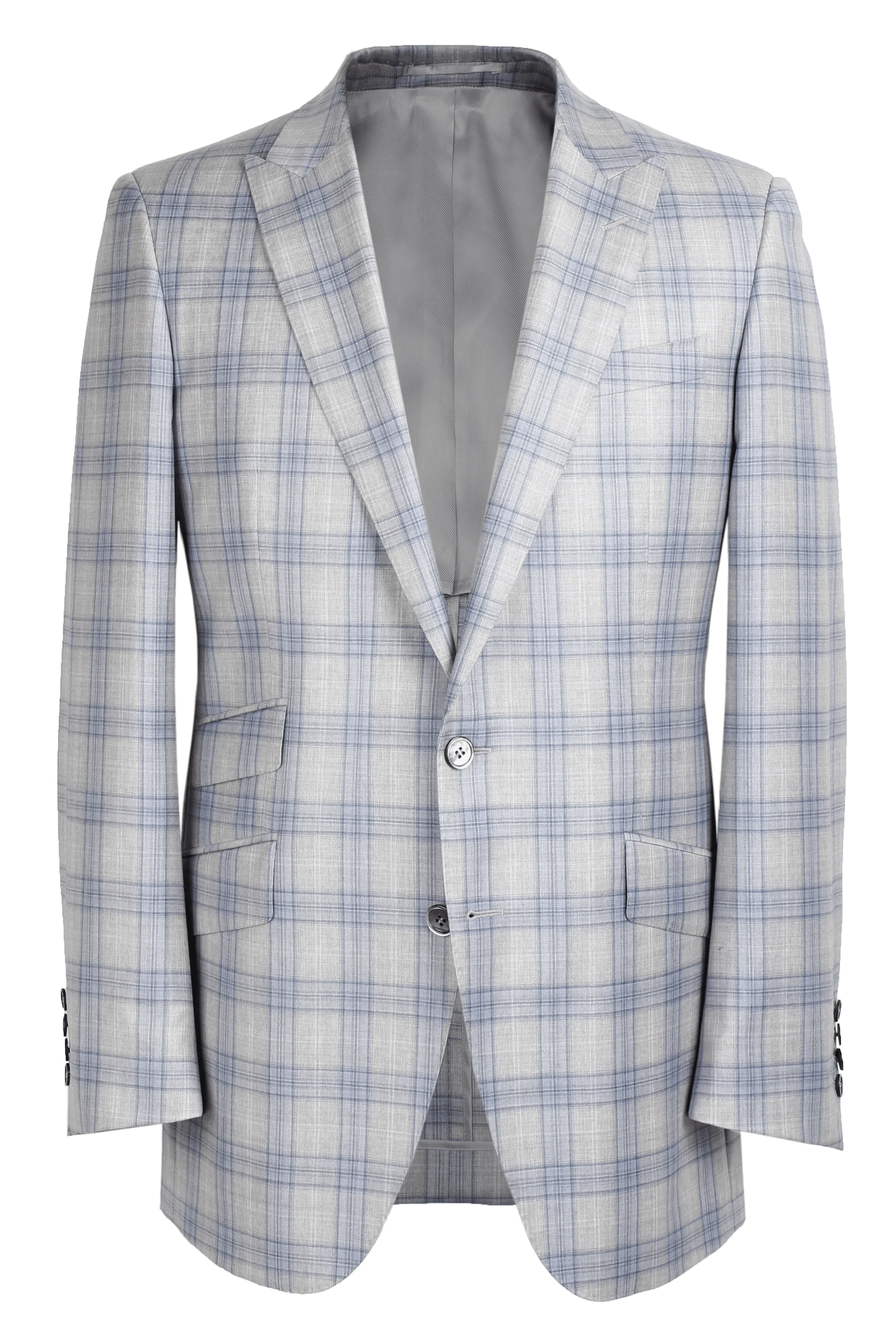 The Arnold Jacket - Scabal Heather Grey/Baby Blue Triple Windowpane