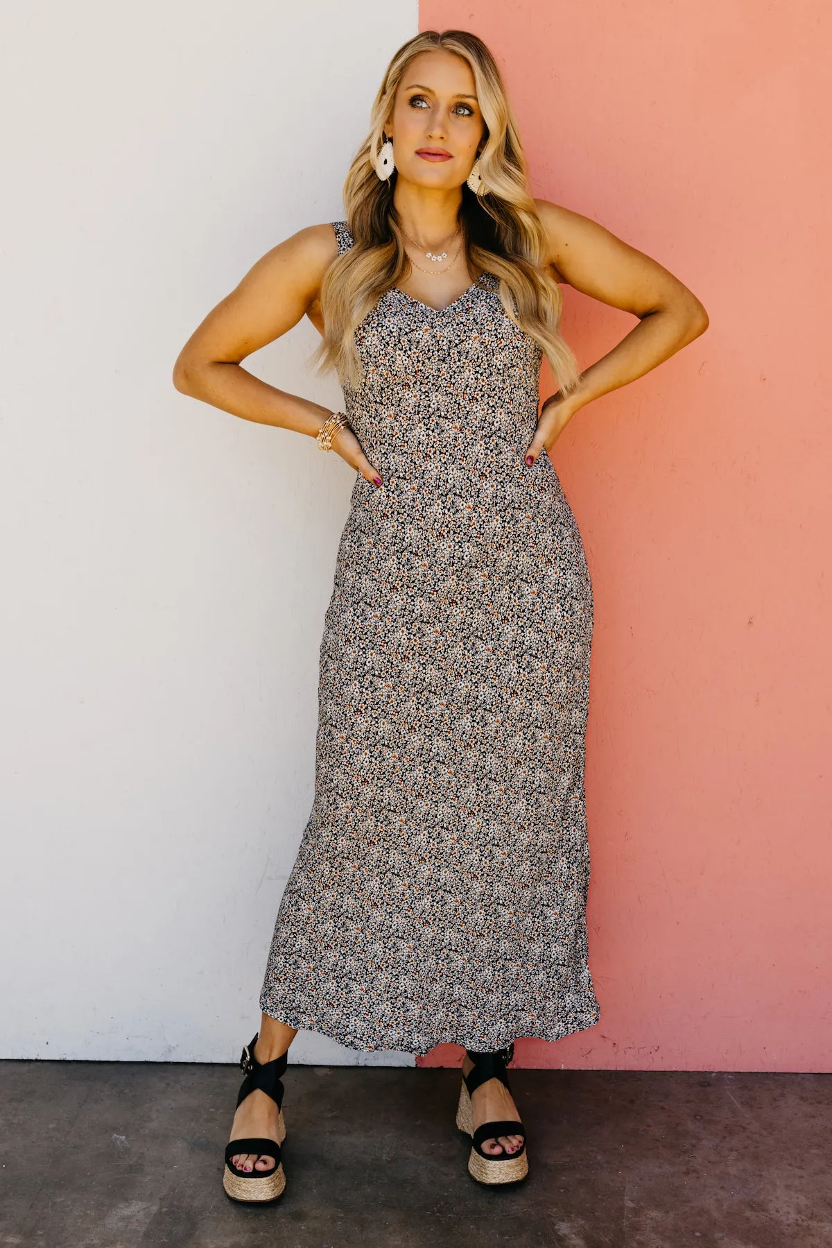 The Bristol Floral A-Line Midi Slip Dress