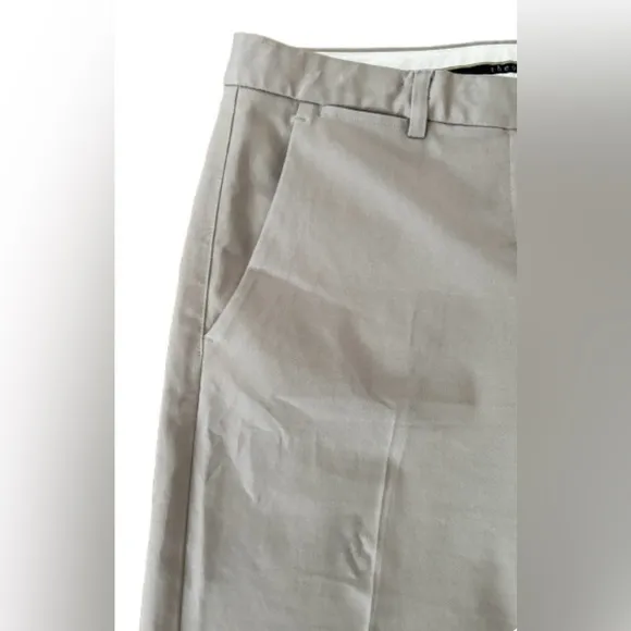 Theory khaki strtch md rise brmda shrts w frnt &amp; bk pckts SZ 10 preppy old money