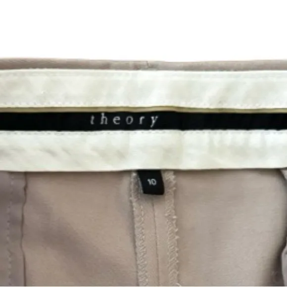 Theory khaki strtch md rise brmda shrts w frnt &amp; bk pckts SZ 10 preppy old money