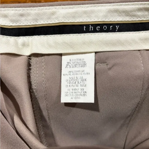 Theory khaki strtch md rise brmda shrts w frnt &amp; bk pckts SZ 10 preppy old money