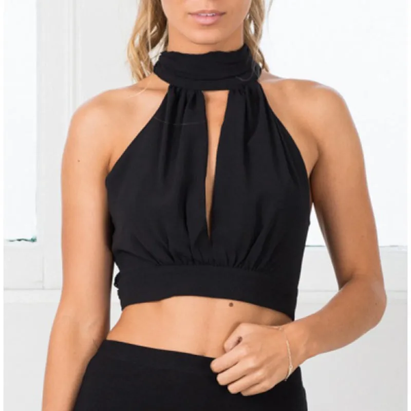 Top Hanging Neck Short Sexy Vest