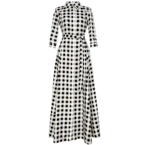 Tori Spring Fashion  Frenulum Gathered Waist Slim A-LINE Long Dress