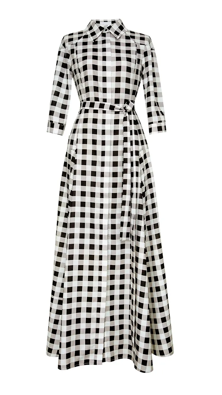 Tori Spring Fashion  Frenulum Gathered Waist Slim A-LINE Long Dress
