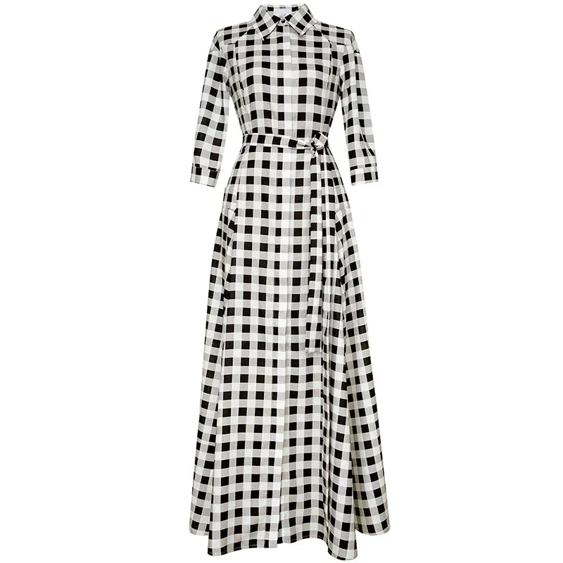 Tori Spring Fashion  Frenulum Gathered Waist Slim A-LINE Long Dress