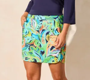 TRIBAL FASHIONS PRINTED PULL-ON SKORT WITH ROUND HEM