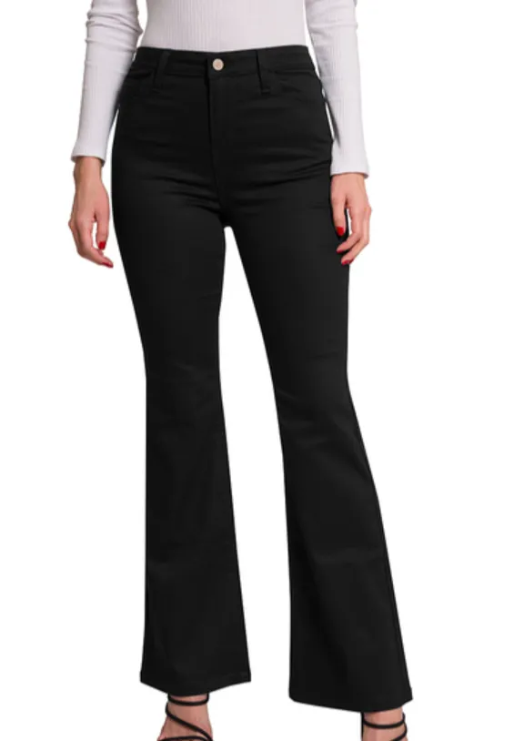 Tyler High Rise Boot Cut Denim Pants | Black