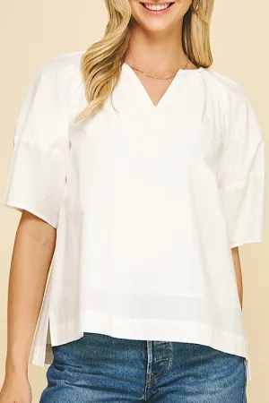 V-Neck Top in White