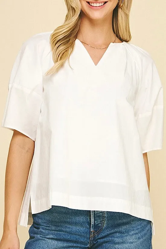 V-Neck Top in White