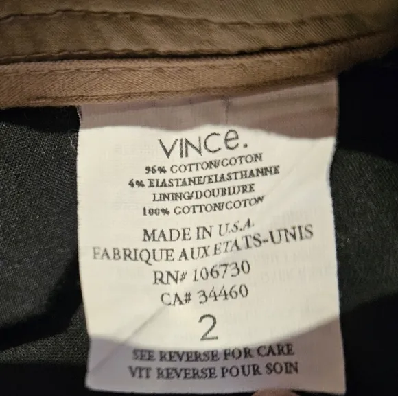Vince Coin Pocket Bermuda Shorts Tan Khaki Stretch Slim Fit size 2