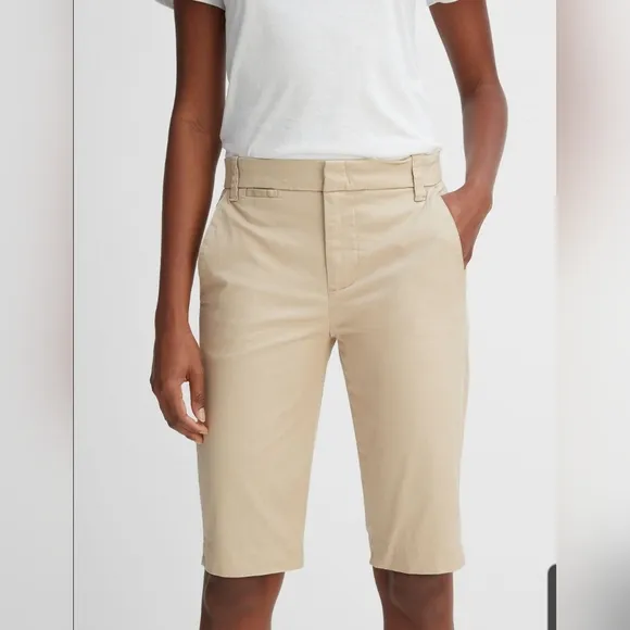 Vince Coin Pocket Bermuda Shorts Tan Khaki Stretch Slim Fit size 2