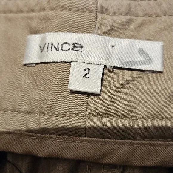 Vince Coin Pocket Bermuda Shorts Tan Khaki Stretch Slim Fit size 2