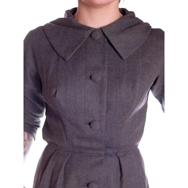 Vintage Grey Wool Secretary Dress 1950s Richard Cole MCM Pompian 34-25-36