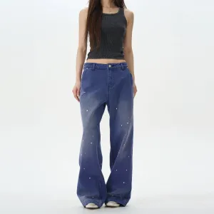 Vintage Ink-Splashed Denim Pants