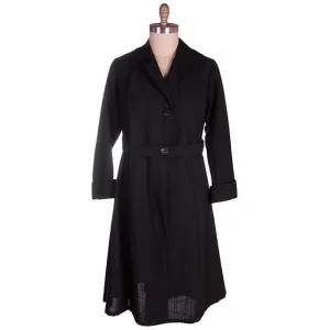 Vintage Ladies Coat Edwardian-Early 1920s Black Serge Wool 44-40-50