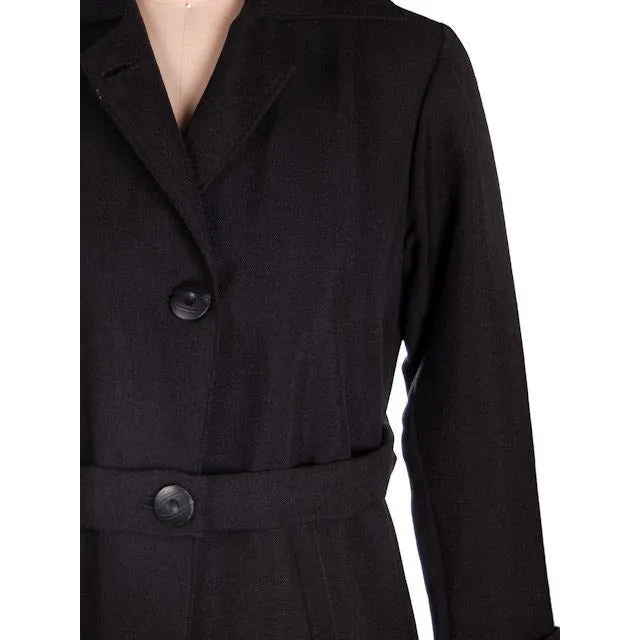 Vintage Ladies Coat Edwardian-Early 1920s Black Serge Wool 44-40-50