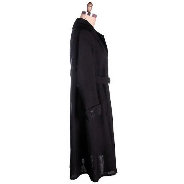 Vintage Ladies Coat Edwardian-Early 1920s Black Serge Wool 44-40-50