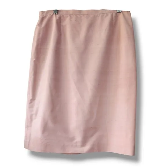Vintage Paule Vasseur Allegro Light Pink Silk Pencil Skirt, Size 44 US Size M