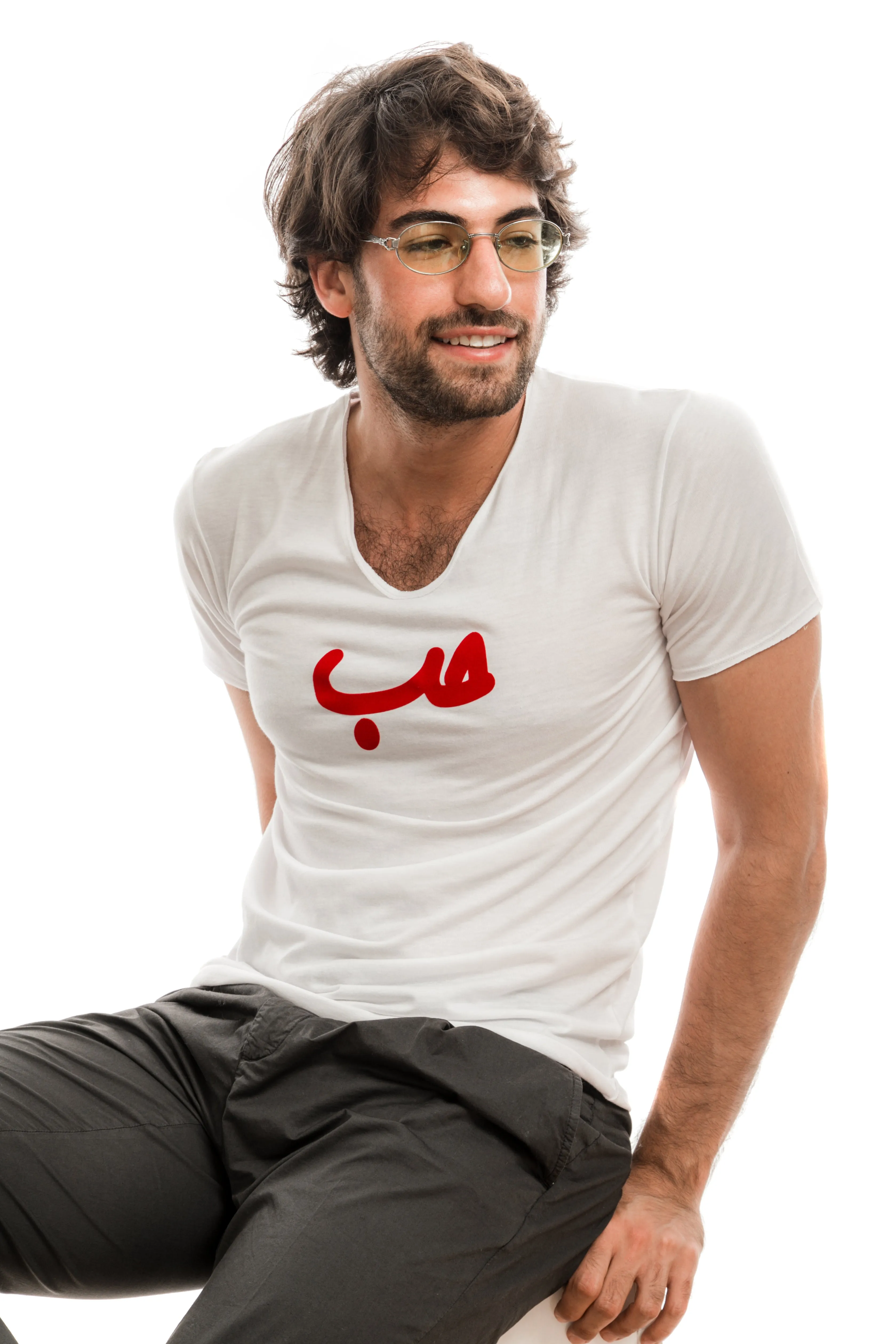 White T-Shirt Red Hobb حب