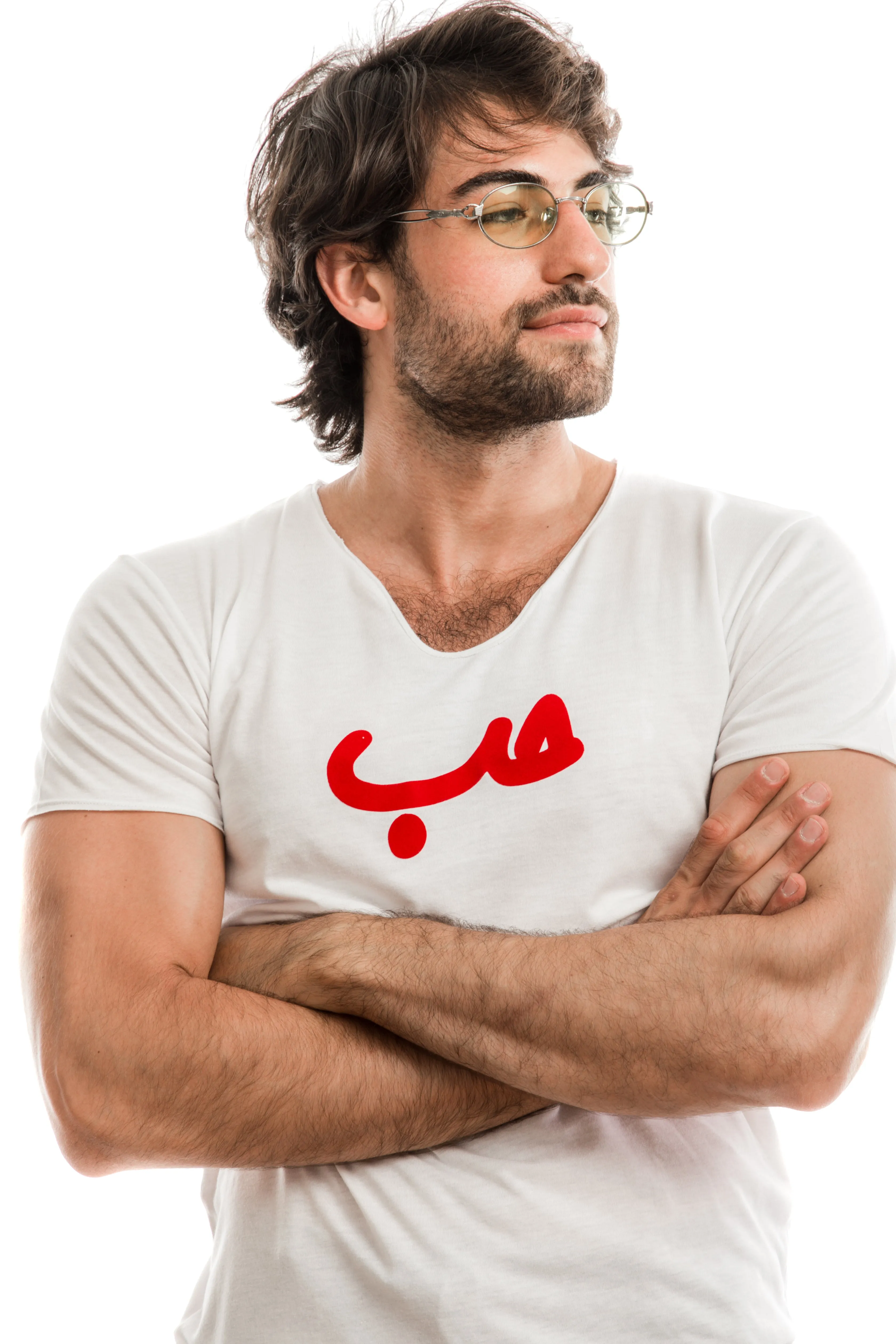White T-Shirt Red Hobb حب
