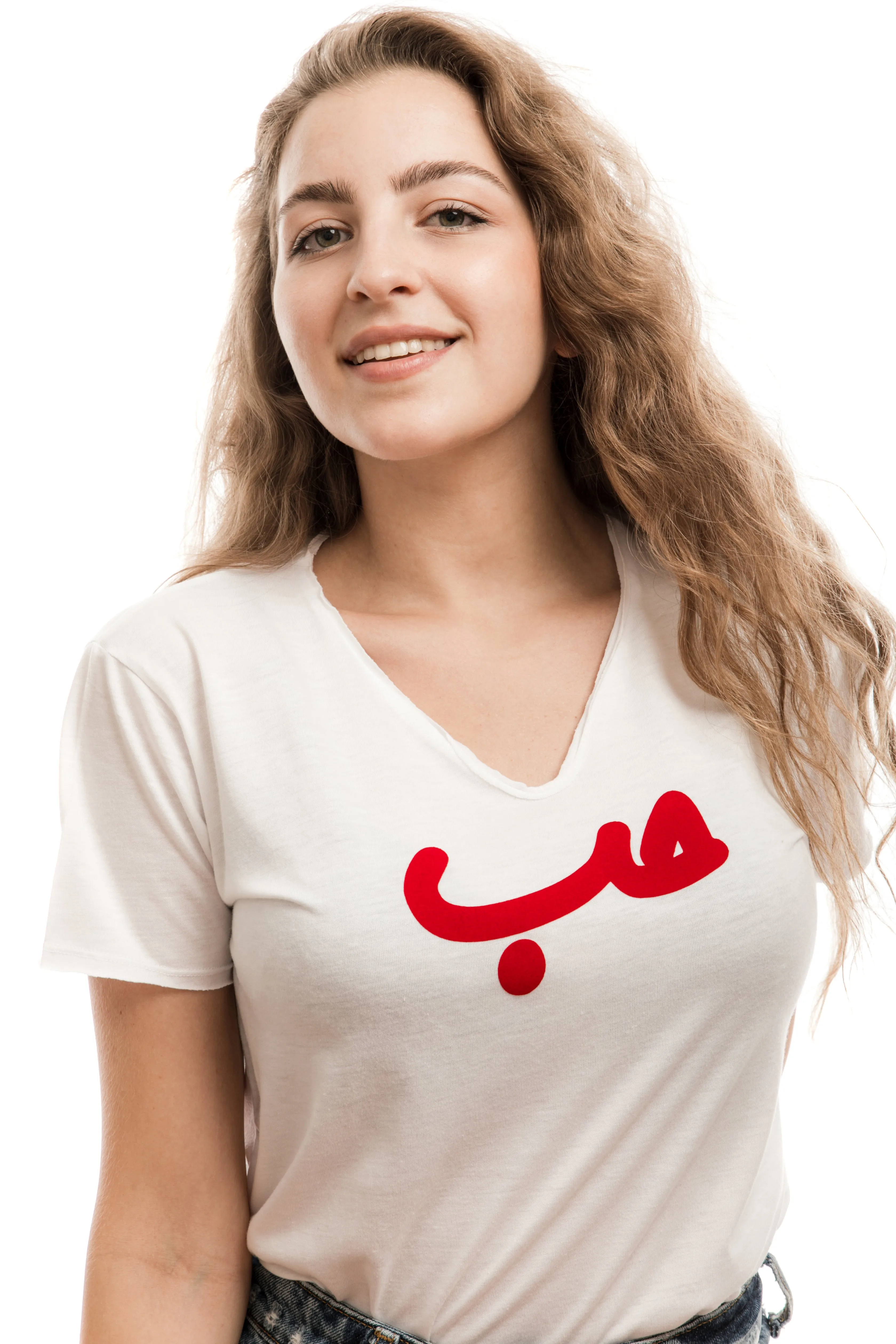 White T-Shirt Red Hobb حب
