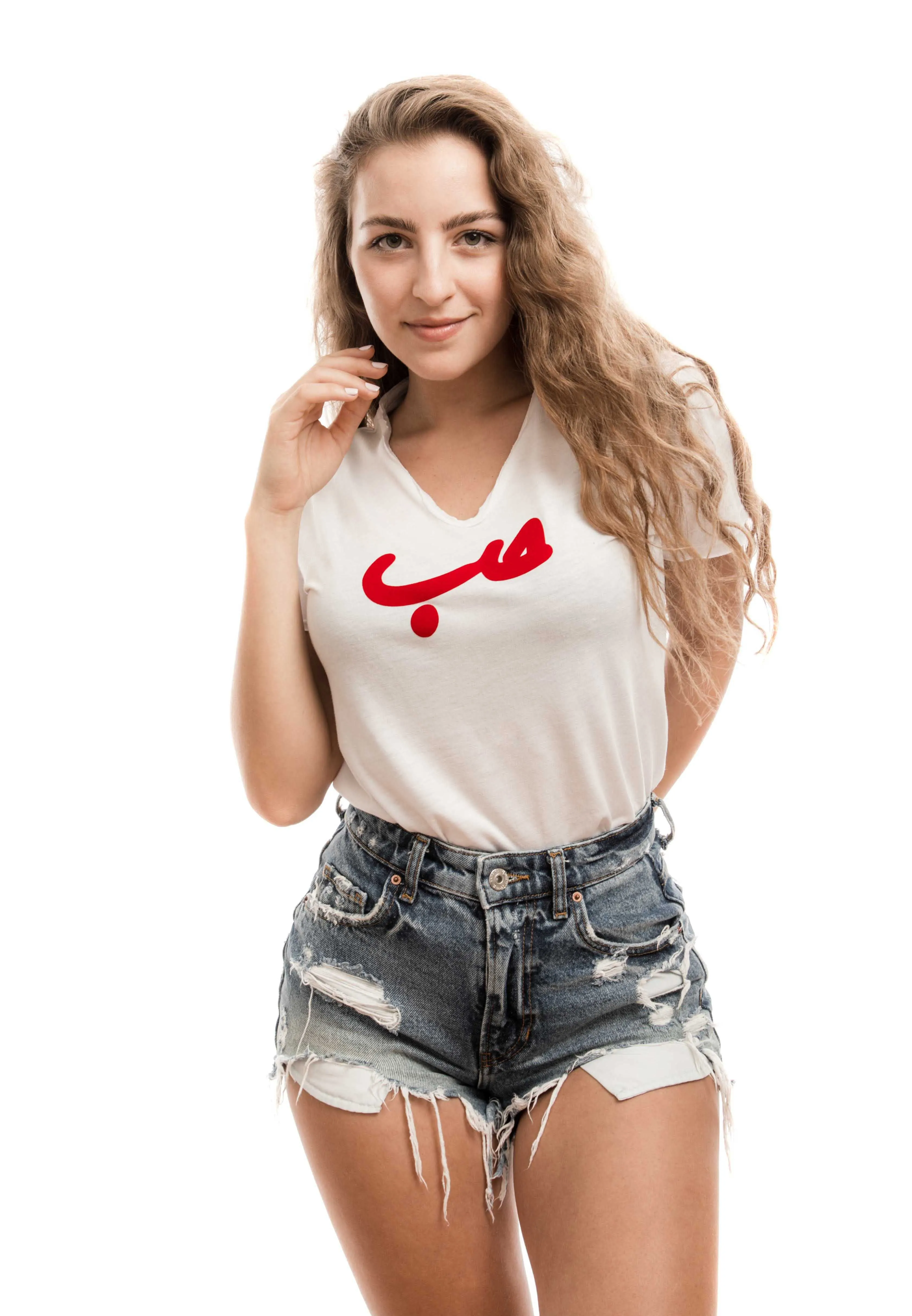 White T-Shirt Red Hobb حب