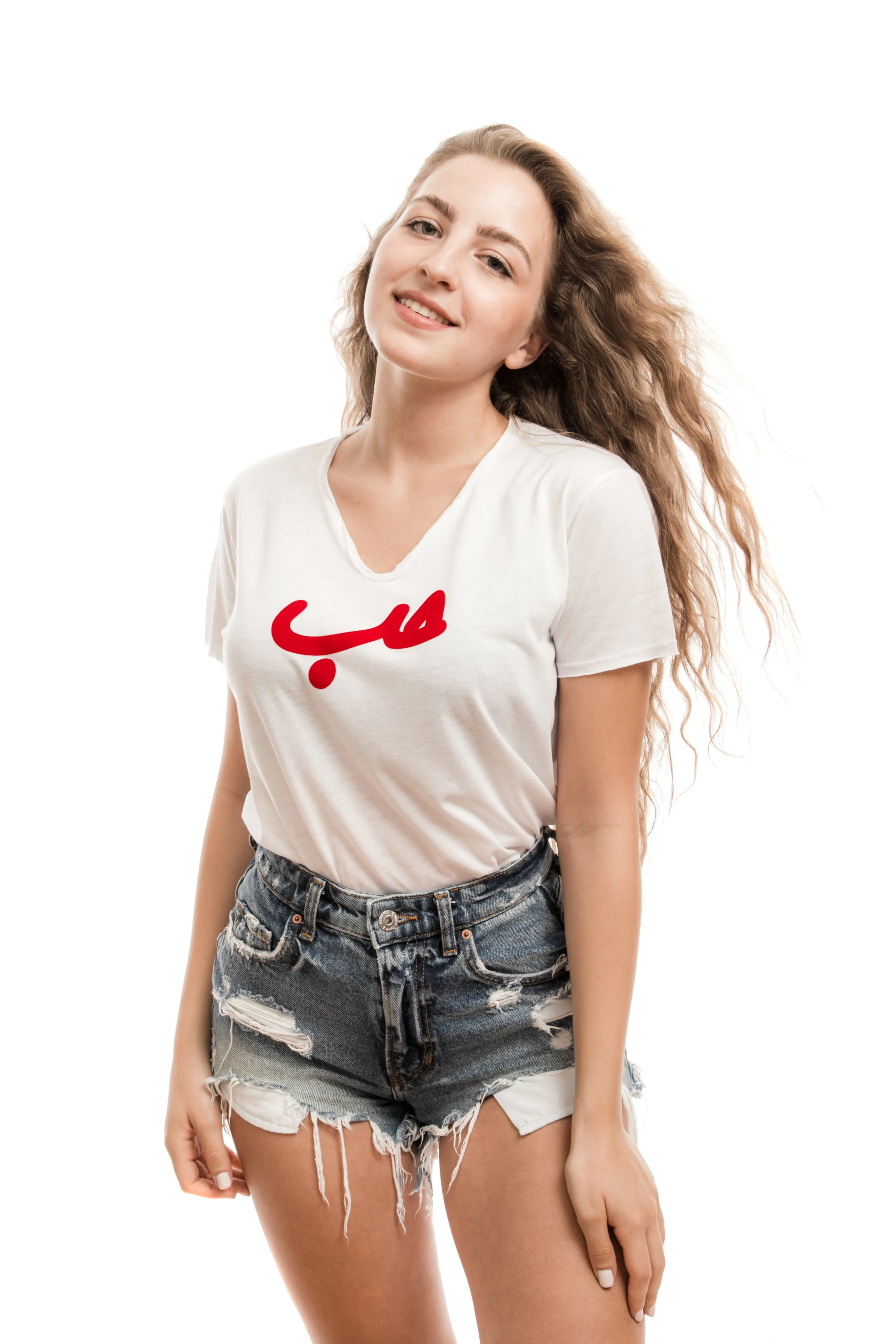 White T-Shirt Red Hobb حب