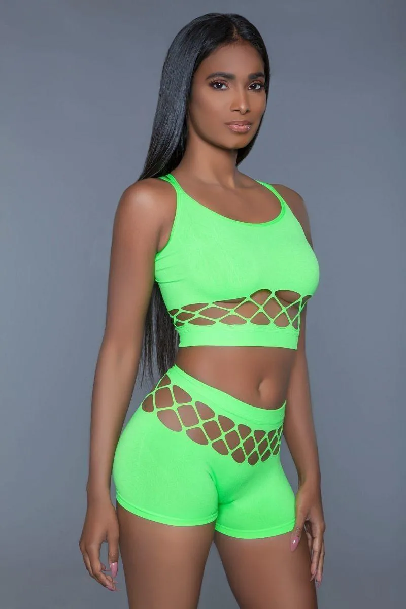 Wide Fishnet, Long Sleeve Bodysuit.