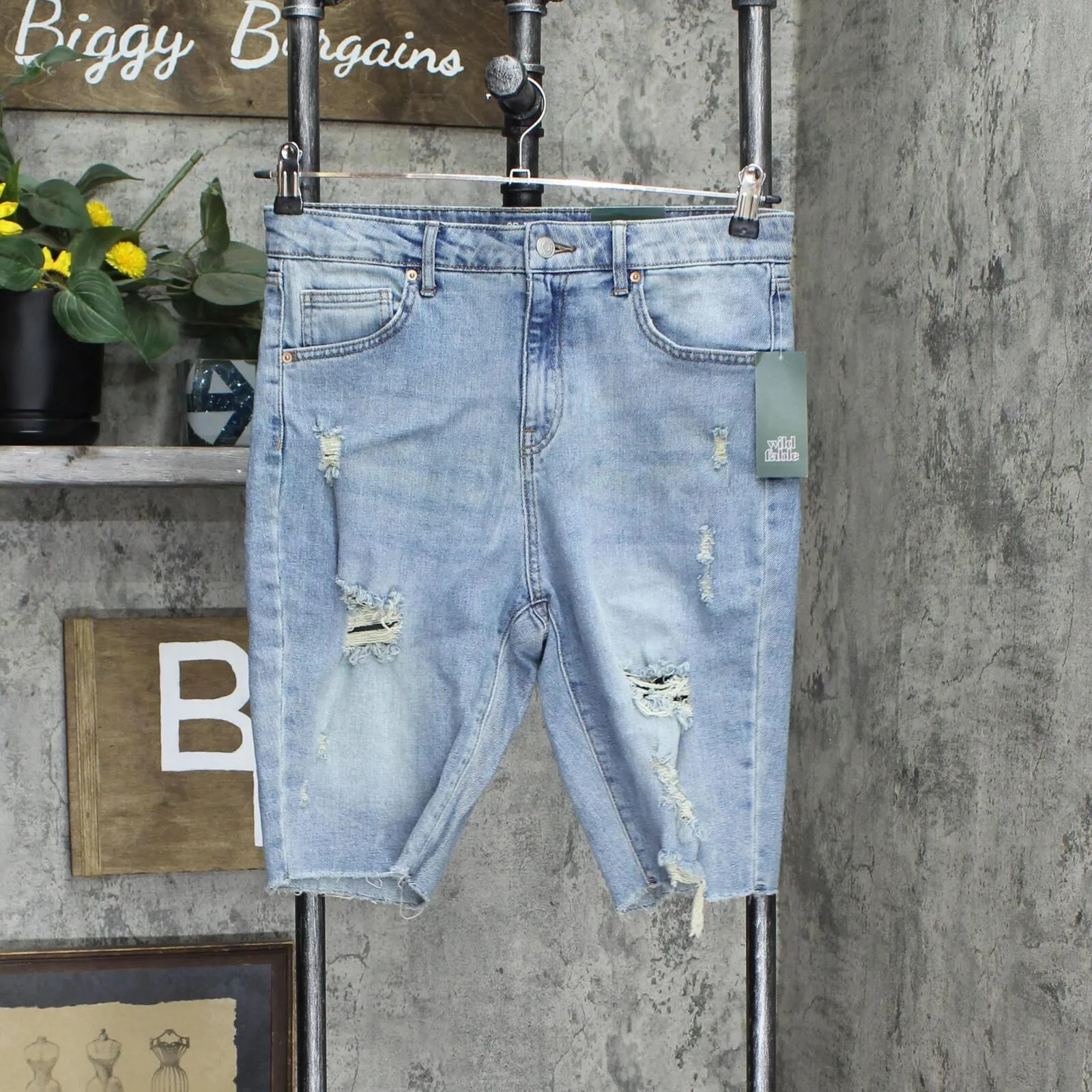 Wild Fable Women's High-Rise Distressed Jean Shorts 77426372 Medium Wash Blue 10