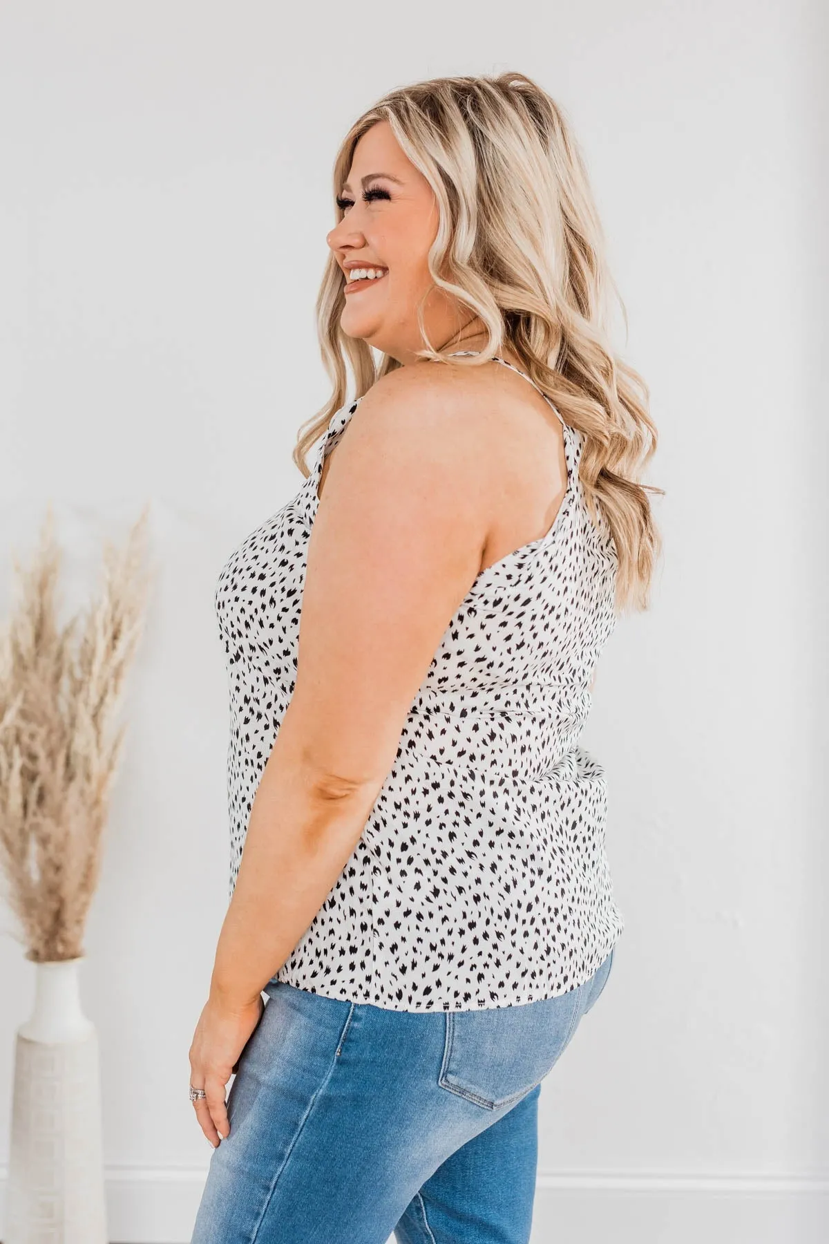 Winning Wardrobe Spotted Tank Top- Black & Ivory