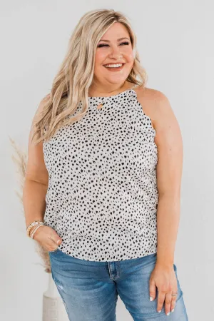 Winning Wardrobe Spotted Tank Top- Black & Ivory