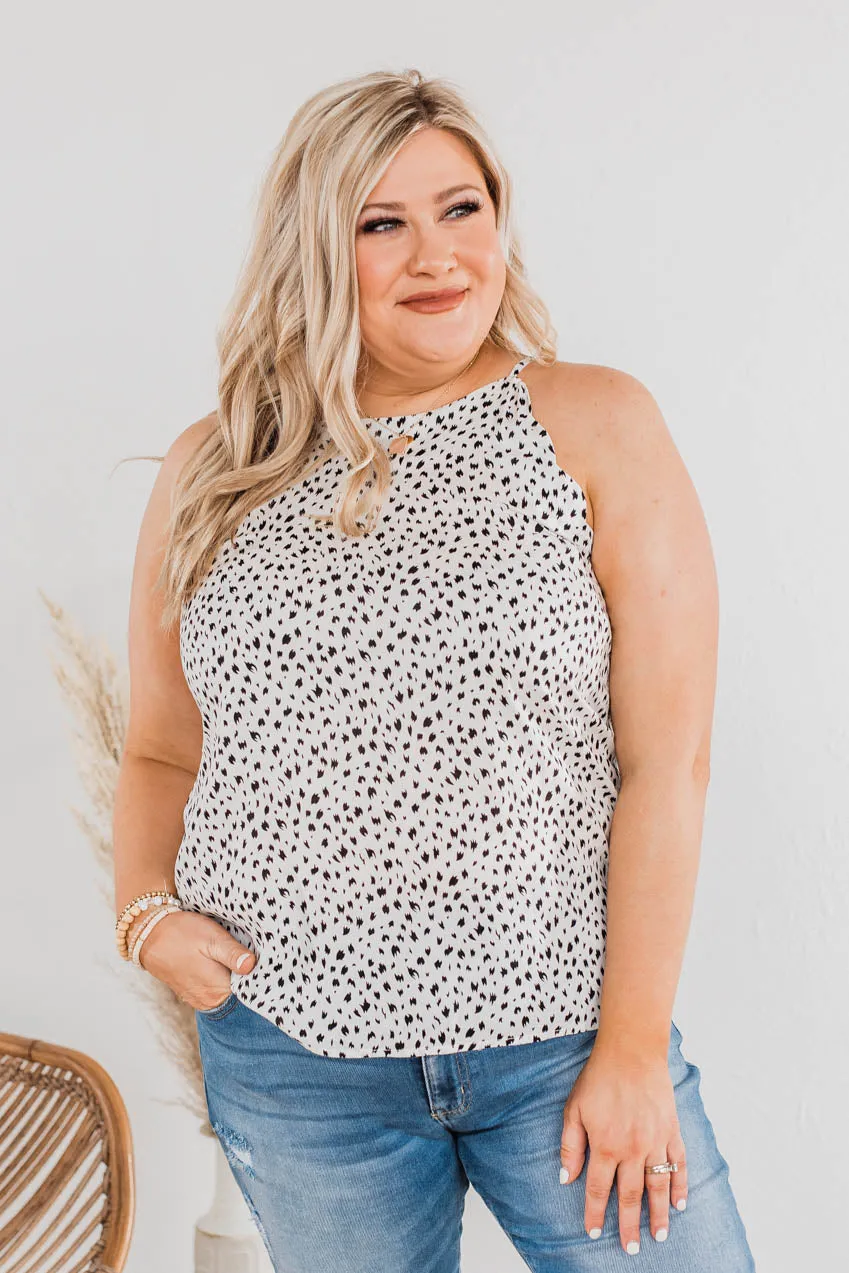 Winning Wardrobe Spotted Tank Top- Black & Ivory