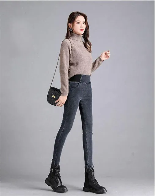 Women's High Waist Skinny Stretch Denim Pencil Jeans